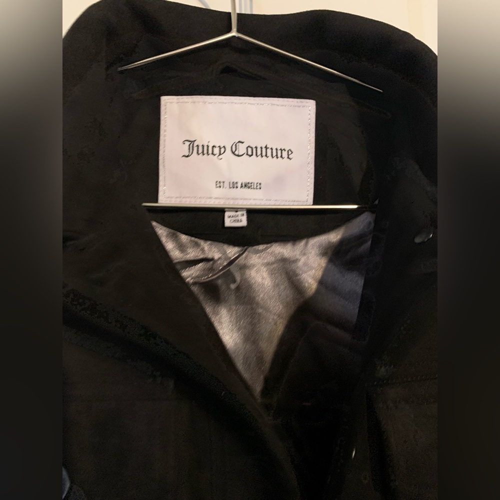 197 Juicy Couture Faux Black Suede Fringe Jacket **note on fringe - Picture 4 of 7
